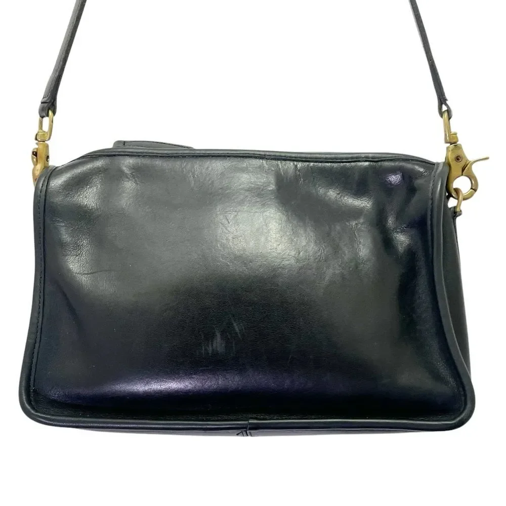 Vintage 70s Coach Leatherworks Black Leather Companion Bag #9300 Made in NYC USA
